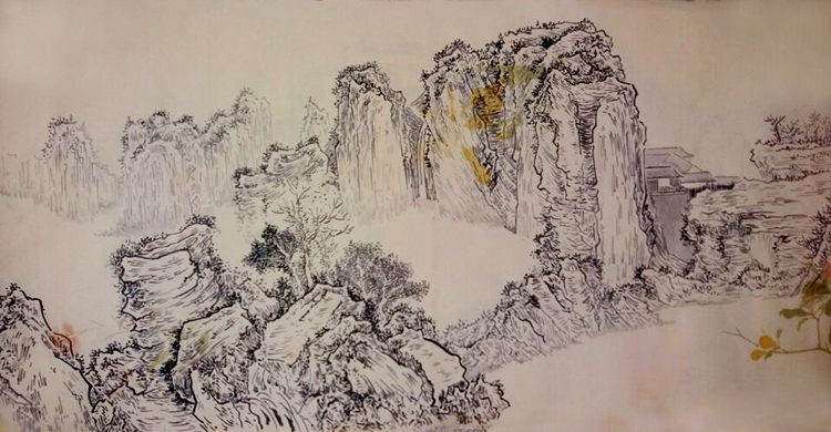 王凱 山水畫 《宋意山水》69*35cm