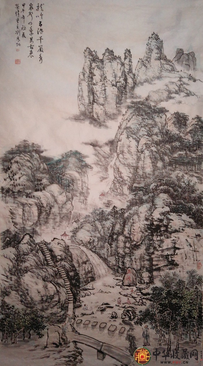 劉常炳   山水國(guó)畫(huà)作品 《諸暨五泄圖》179*98cm