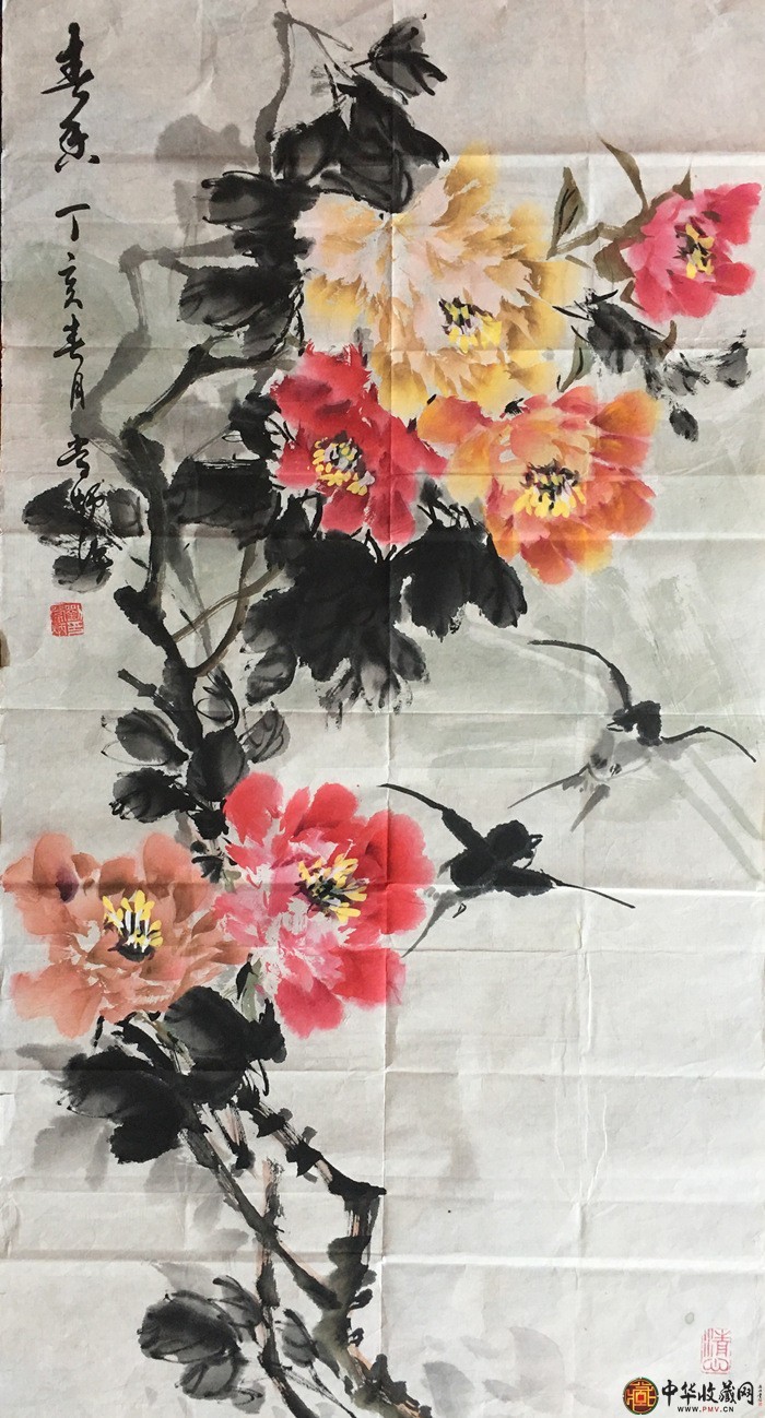 劉常炳   國畫作品  《青香牡丹圖》50*100cm