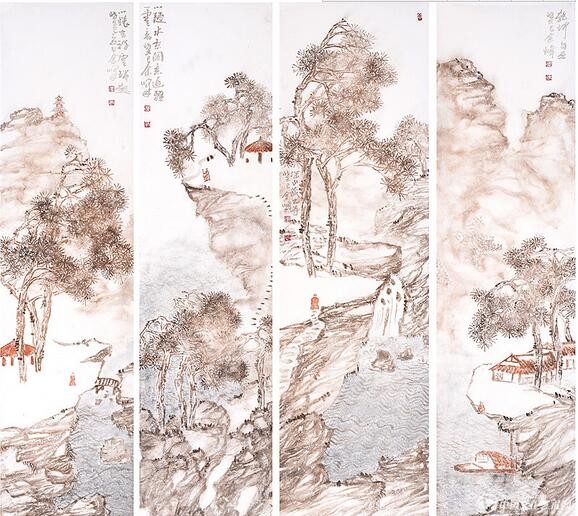 余峰國(guó)畫(huà)作品 136*34*4